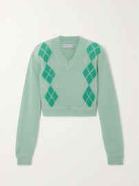 ROWEN ROSE Cropped argyle mohair-blend sweater NET-A-PORTER at Net a Porter