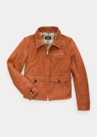 RRL Fitted Leather Moto Jacket in Vintage Red at Ralph Lauren