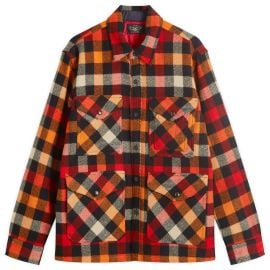 RRL Mason Check Overshirt Red amp Orange Multi END US at END.