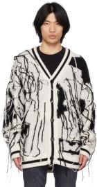 RTA Zephyr Distressed Cashmere Cardigan in Black Abstract at ssense