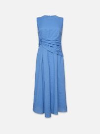 RUCHED SLEEVELESS MIDI DRESS COASTAL BLUE FRAME at Frame