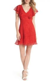 RUFFLE SLEEVE LACE FIT & FLARE DRESS at Nordstrom Rack