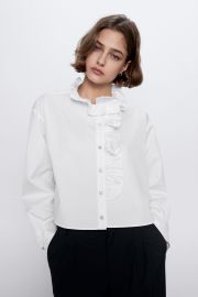 RUFFLED JEWEL BUTTON TOP at Zara