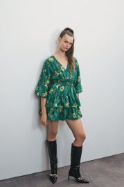 RUFFLED PRINT DRESS - Green   United States at Zara