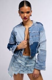 RUMOR HAS IT PATCHWORK DENIM BOMBER at Akira