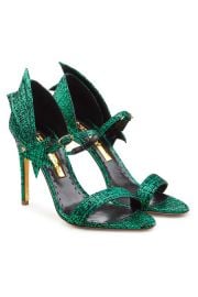 RUPERT SANDERSON Metallic Tweed Leather Sandals at Stylebop