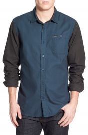 RVCA  Two Tone  Colorblock Twill Woven Shirt at Nordstrom