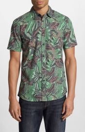 RVCA and39Jungle Leavesand39 Regular Fit Short Sleeve Print Woven Shirts at Nordstrom