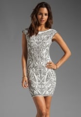 RVN Phoenix Embroidery Jacquard Dress in Sliver LurexWhite at Revolve