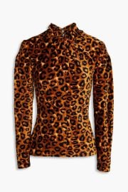 Rabanne Burnout leopard print velvet turtleneck top at The Outnet