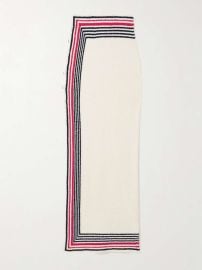 Rabanne Button embellished striped cotton blend chenille midi skirt at Net a Porter