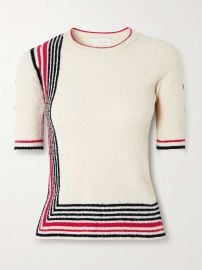 Rabanne Button embellished striped cotton blend chenille sweater at Net a Porter