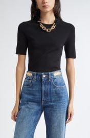 Rabanne Chain Detail Silk & Cotton Rib Top at Nordstrom