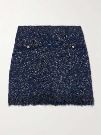 Rabanne Frayed Metallic Boucle Mini Skirt at Net a Porter