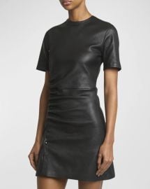 Rabanne Leather Side Snap Mini Dress at Neiman Marcus