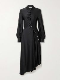 Rabanne Long Sleeve Draped Jersey Midi Dress at Net a Porter