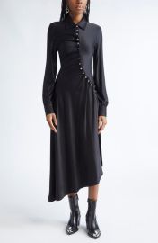Rabanne Long Sleeve Draped Jersey Midi Dress at Nordstrom