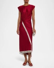 Rabanne O Ring Wrap Fringed Midi Dress at Neiman Marcus