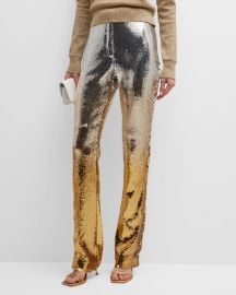 Rabanne Ombre Sequin Split Hem Flare Pants at Neiman Marcus