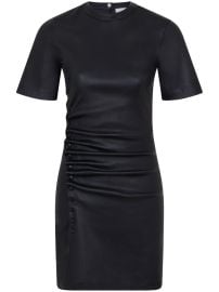 Rabanne Ruched Leather Mini Dress Black at Farfetch