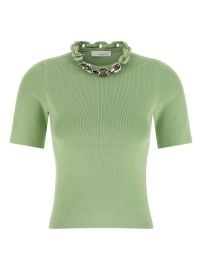 Rabanne embellished-collar Ribbed T-shirt Green at Farfetch