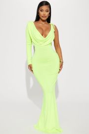 Racheal Reversible Gown - Neon Green Fashion Nova Dresses Fashion Nova at Fashion Nova