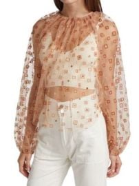 Rachel Comey Sheer Gathered Neck Blouse on SALE at Saks Off 5th