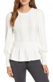 Rachel Parcell Cable Bobble Peplum Cotton Blend Sweater  Nordstrom Exclusive    Nordstrom at Nordstrom