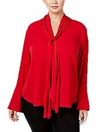 Rachel Rachel Roy Bell Sleeve Tie Neck Blouse at Amazon