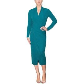 Rachel Rachel Roy Faux Wrap Midi Cocktail and Party Dress in Dark Teal at Walmart