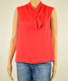 Rachel Rachel Roy Womens Red Sleeveless Bow Pleated Casual Top L eBay at eBay