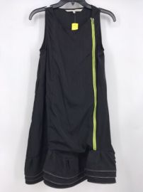 Rachel Roy Black Satin Dress With Neon Yellow Size Zip Layered Zipper Hem EUC eBay at eBay