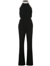 Rachel Zoe Pearl Trim Halter Neck Jumpsuit at Farfetch