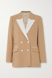 Racil - Two-tone double-breasted twill-trimmed wool-blend blazer at Net A Porter