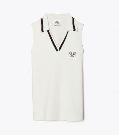 Racquet Ribbed Knit Sleeveless Polo by Tory Sport at Tory Burch