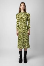 Racyl Leopard Silk Dress dress yellow women ZadigampVoltaire at Zadig & Voltaire