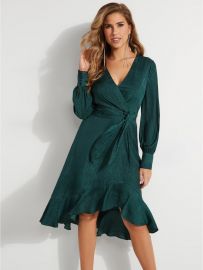 Raelana Snakeskin Surplice Dress by Guess at Guess