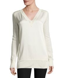 Rag   Bone Vivienne Satin V-Neck Tunic  White at Neiman Marcus