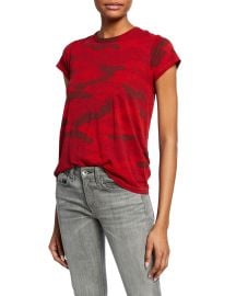 Rag  Bone Camo-Print Cap-Sleeve Cotton Tee at Neiman Marcus