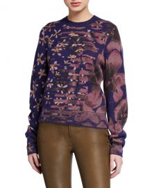 Rag  amp  Bone Alamo Floral Crewneck Sweater at Neiman Marcus