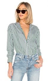 Rag  amp  Bone Audrey Shirt in Green Stripe from Revolve com at Revolve