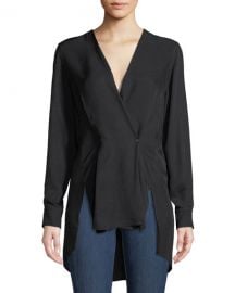 Rag  amp  Bone Debbie Draped V-Neck High-Low Top at Neiman Marcus