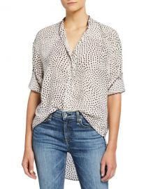 Rag  amp  Bone Dirdre Dotted Button-Front Long-Sleeve Blouse at Neiman Marcus