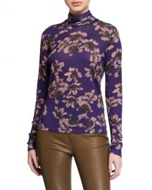 Rag  amp  Bone Floral-Print Jersey Turtleneck at Neiman Marcus