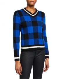 Rag  amp  Bone Gabby Plaid V-Neck Sweater at Neiman Marcus