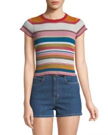 Rag  amp  Bone Katie Striped Short-Sleeve Cropped Tee at Neiman Marcus