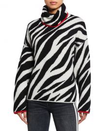 Rag  amp  Bone Kiki Funnel-Neck Zebra Sweater at Neiman Marcus