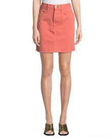 Rag  amp  Bone Moss Denim Mini Skirt with Raw-Edge Hem at Neiman Marcus