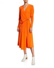 Rag  amp  Bone Odette Long-Sleeve Silk Wrap Dress at Neiman Marcus