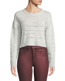 Rag  amp  Bone Penn Cropped Sweater with Sheer Stripe Detail at Neiman Marcus